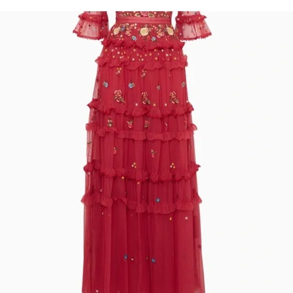 BHLDN Needle and Thread Red Pandora maxi dress gown xs small 2 4 - Picture 7 of 12